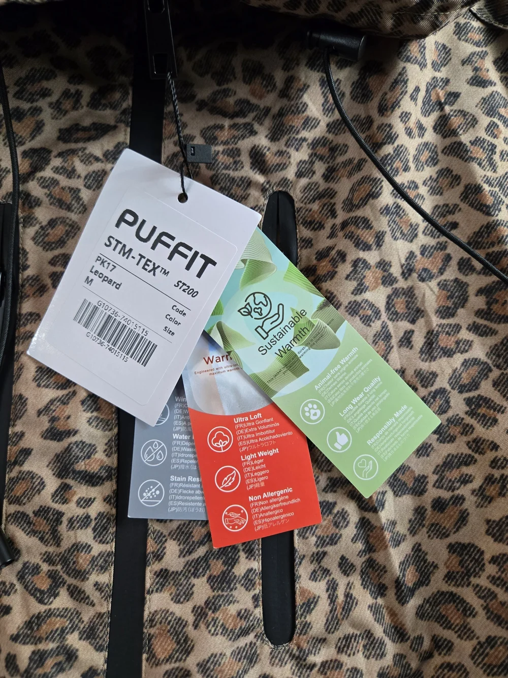PUFFIT STM-TEX Leopard Print Short Oversized Rain Jacket Medium